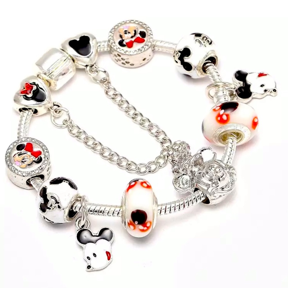 New Disney 925 Silver Mickey Mouse Charm Bracelet